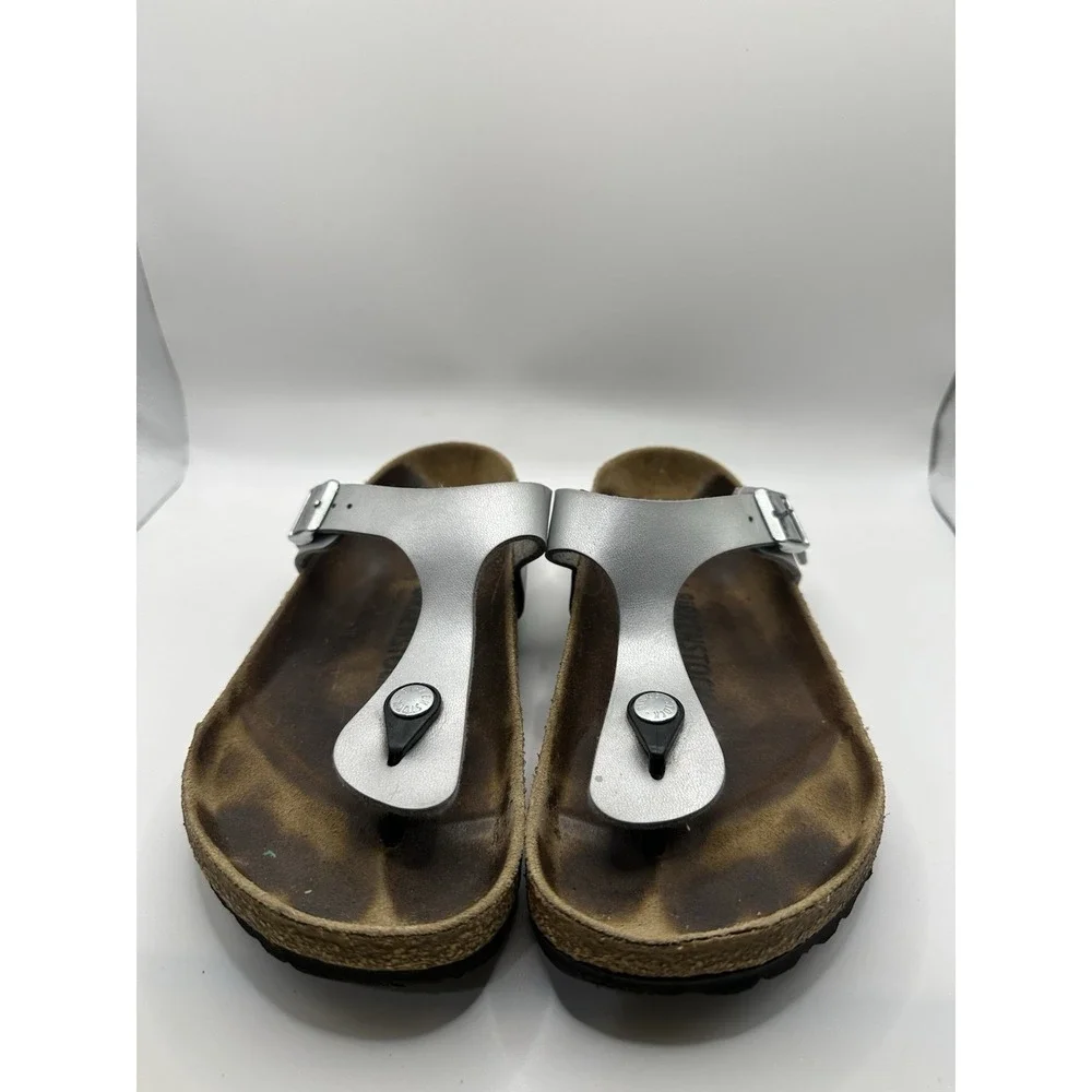 Birkenstock Gizeh Women's‎ Size 38 Metallic Gray Birko Summer Sandals 7-7.5 US